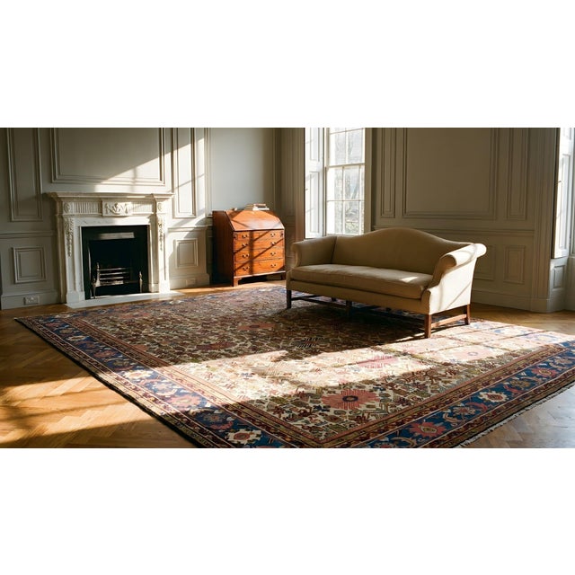 Superb Ivory, Blue and Purple Color With Symmetric and Florid Design Antique Sultanabad Rug For Sale - Image 9 of 9