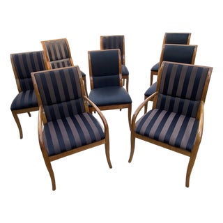 Vintage Maple Fabric Henredon "Triomphe" Dining Chair Set of 8 For Sale