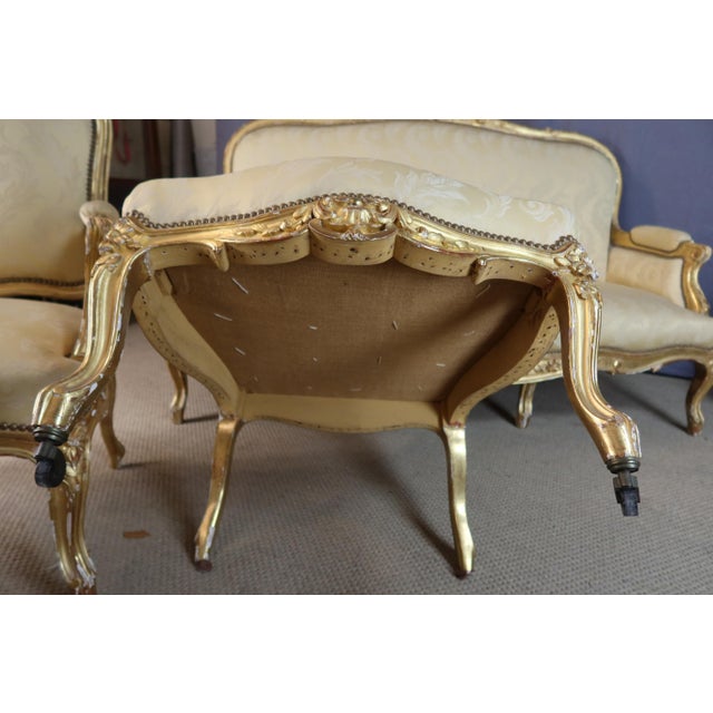 19th Century Gilded Wood Living Room, Set of 7 For Sale - Image 6 of 11