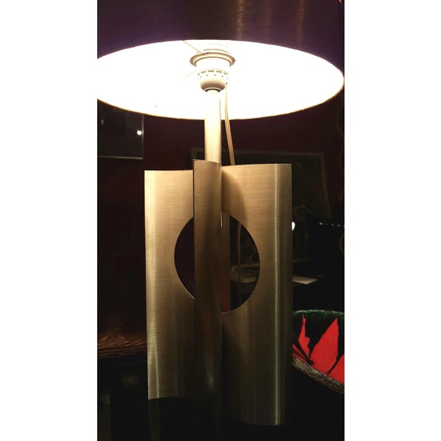 French Brushed Aluminum Table Lamp, 1970s For Sale - Image 6 of 16