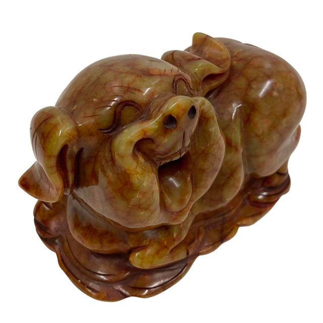 This is a original hand carved Jade pig statue. the Twelfth Sign of the Chinese Zodiac. Pig symbolizes wealth, lucky and...