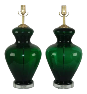 Vintage Murano Glass Lamps Green