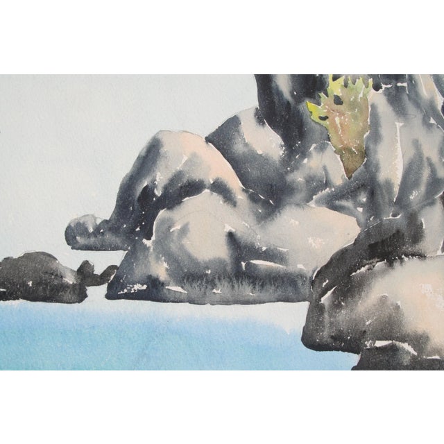 Modern Original Vintage Nordic Waters Watercolor Painting For Sale - Image 3 of 4