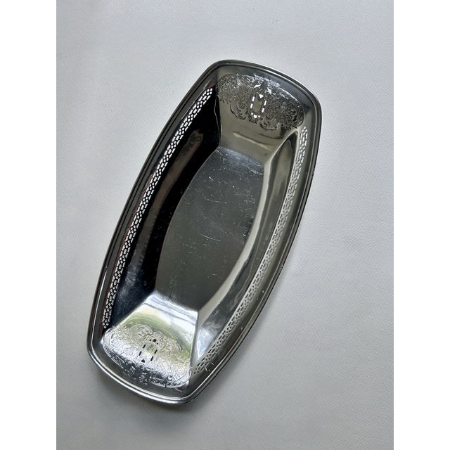 Metal Reticulated Silver Plate Serving Bowl, C. 1940 For Sale - Image 7 of 16