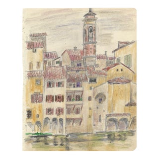 1940s Grace Spongberg Rainy Afternoon in Florence Drawing For Sale