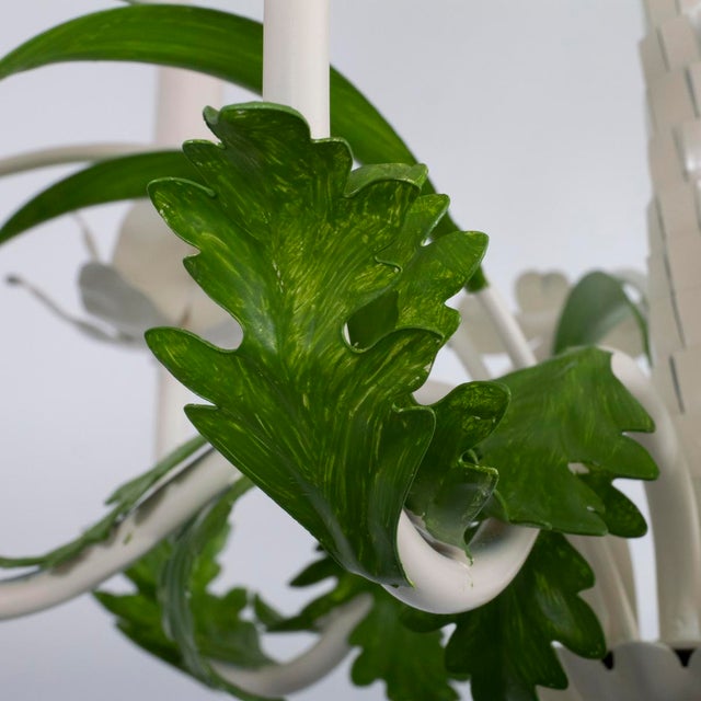 Painted tole palm tree chandelier For Sale - Image 11 of 12