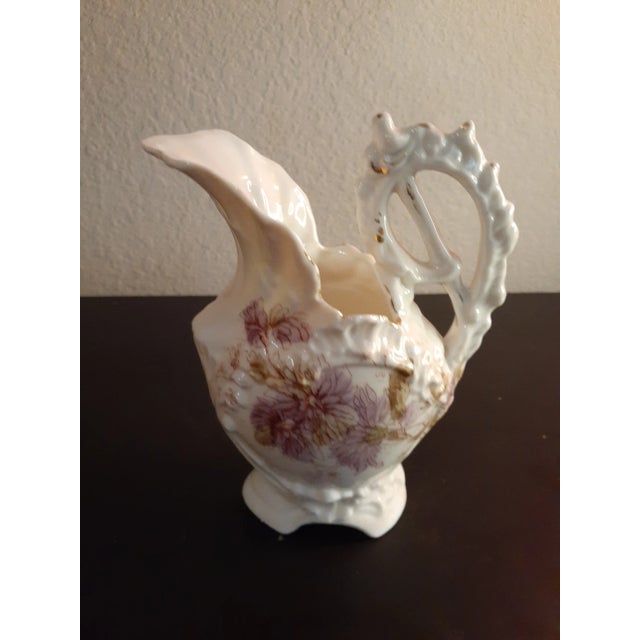 Contemporary 1950s Victorian Porcelain Floral Ewer For Sale - Image 3 of 6