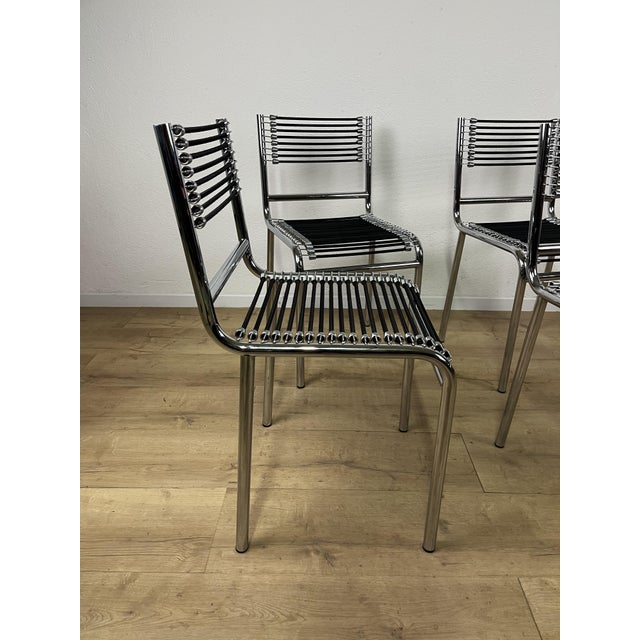 Vintage Sandows 101 Steel Chairs by René Herbst for Pallucco, 1980s, Set of 4 For Sale - Image 6 of 9