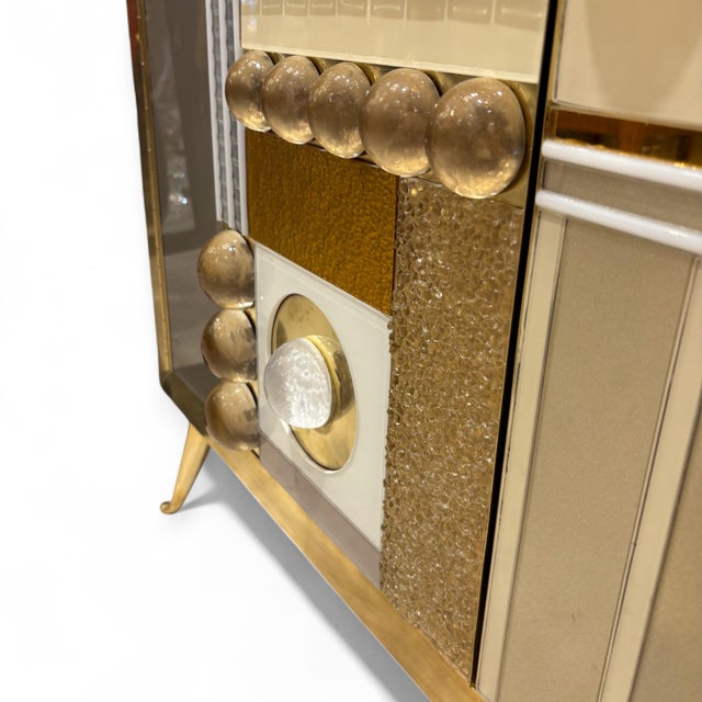 Beige White and Gold Murano Glass Chest of Drawers, 1950s For Sale - Image 8 of 12