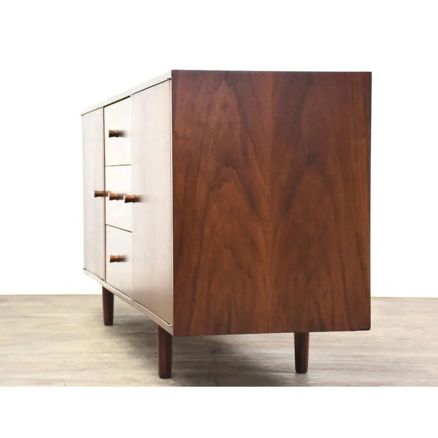 1950s Refinished Walnut Mid Century Credenza For Sale - Image 5 of 11