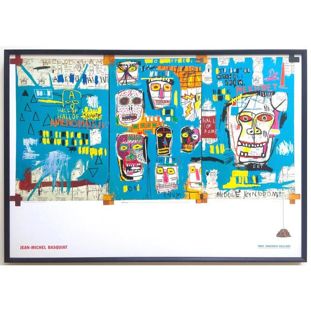 Jean Michel Basquiat Estate 1999 Collector's Lithograph Print Large Framed Tony Shafrazi Gallery Poster " Mitchell Crew " 1983 For Sale - Image 13 of 13