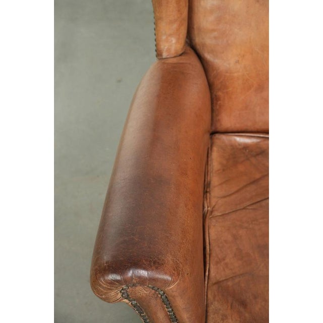 Vintage Sheepskin Wing Lounge Chair For Sale - Image 7 of 13