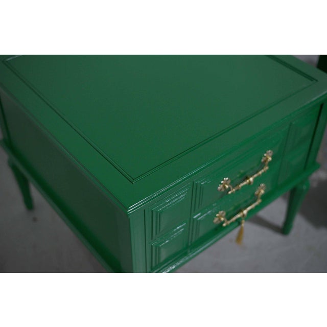 Mid 20th Century Transitional Nightstands in Green - Newly Painted For Sale - Image 11 of 15