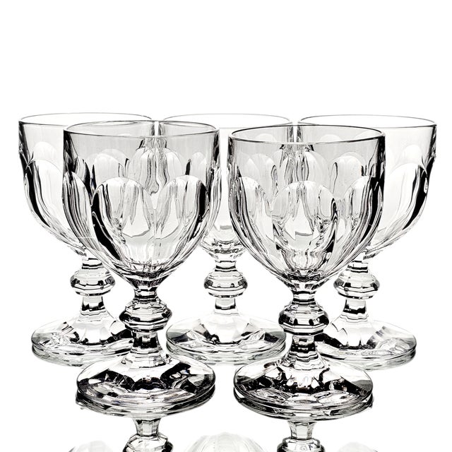 Villeroy & Boch “Bernadotte” Cut Crystal Goblets – Water or Wine – Set of 5 For Sale In San Francisco - Image 6 of 12