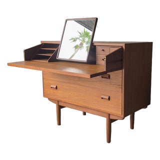 Mid Century Danish Teak Dresser Vanity Desk Combo by Borge Mogensen For Sale