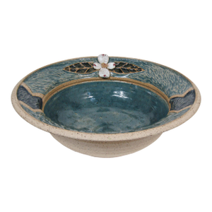 Signed Mary White Kentucky Studio Pottery Bowl, Blue-Green Glazed Artisan Ceramic