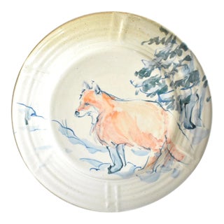 Early 21st Century Studio Pottery Extra-Large Woodland Plate With Fox For Sale