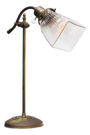 French Art Deco Table Lamp in Brass and Clear Glass