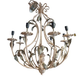 Vintage Italian Tole 8 Light Chandelier For Sale
