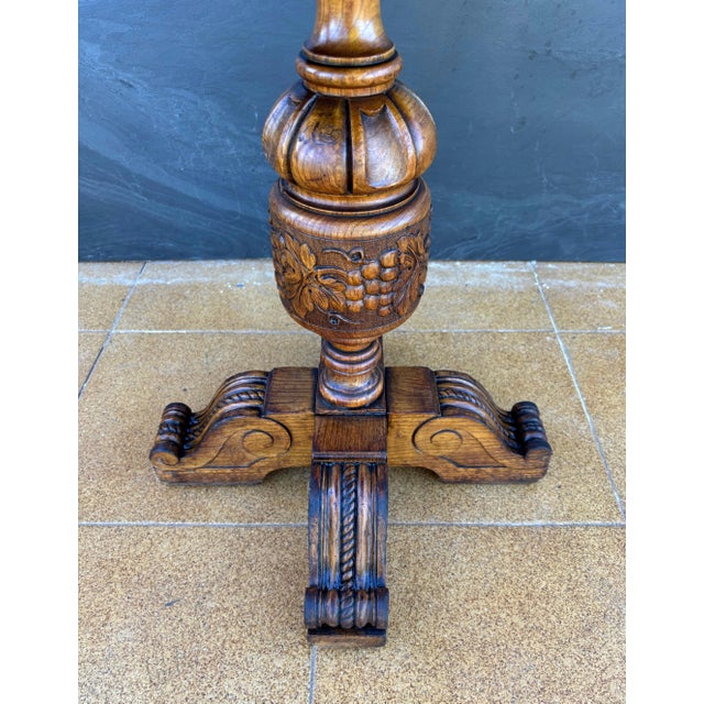Brown Renaissance Revival Carved Octagonal Pedestal Table, Early 20th Century For Sale - Image 8 of 11