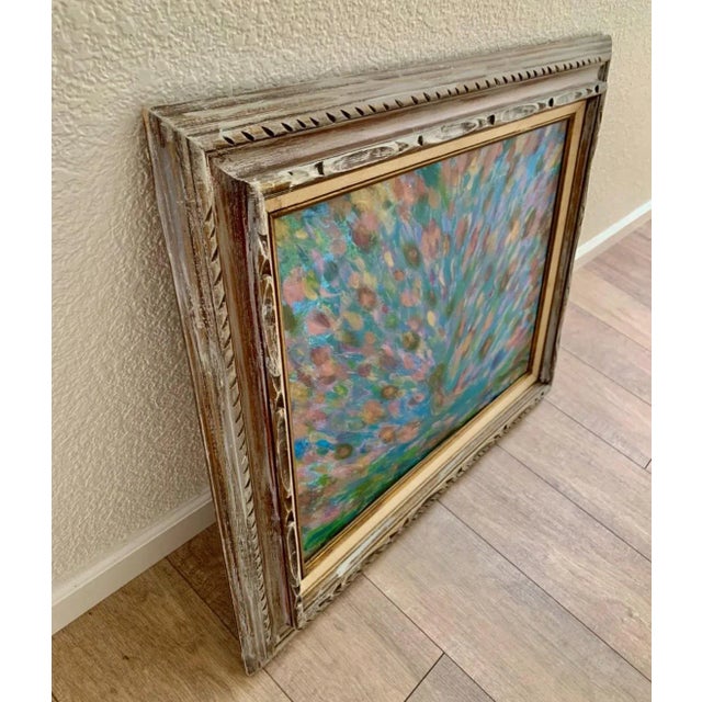 Farmhouse Vintage Rustic Framed Original Abstract Peacock Painting For Sale - Image 3 of 8