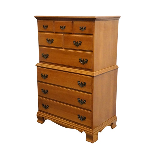 HIGH END VINTAGE Solid Hard Rock Maple Colonial Early American 33" Chest on Chest 5010 Cannot identify manufacturer, but...