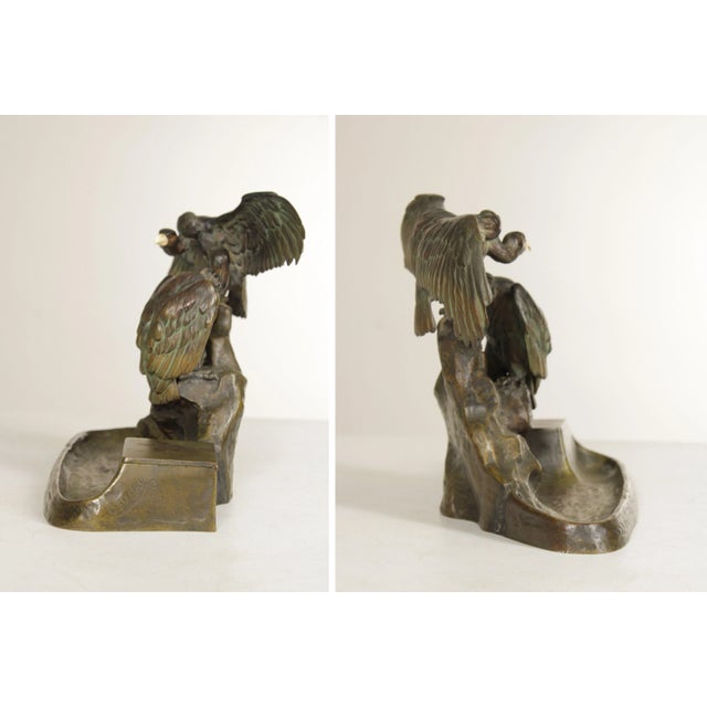 Antique Austrian Sculptural Condor Bronze Inkwell For Sale - Image 4 of 12