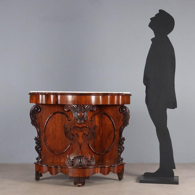 Antique Louis Philippe Console in Violet Wood and Marble, 19th Century For Sale - Image 3 of 11