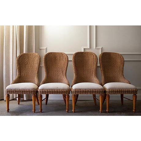 Rustic European Vintage Stanley Cottage Revival Cabana Chairs in Seagrass, Set of Four For Sale - Image 3 of 16