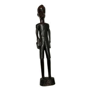 Vintage African Ironwood Statue of a Tribal Man