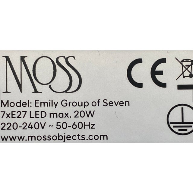 Mid-Century Modern Emily Group of Seven Pendant Light in Copper Semi-Matte by Daniel Becker for Moss Objects For Sale - Image 3 of 4