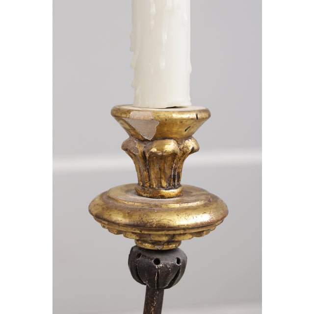1980s Italian Gold Leaf Giltwood 8 Light Chandelier For Sale - Image 4 of 12