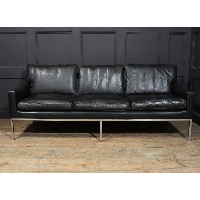 Black Mid-Century Modern Black Leather Sofa, 1970 For Sale - Image 8 of 16