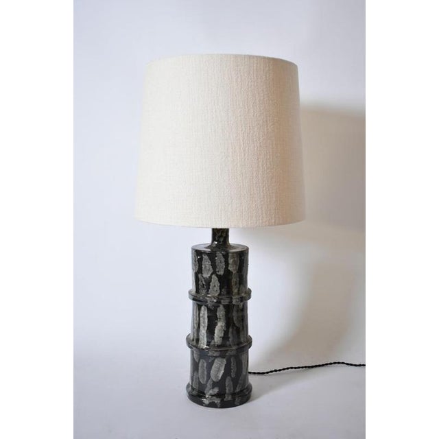Grey and Black Ceramic Table Lamp by Barracuda Interiors For Sale - Image 6 of 6