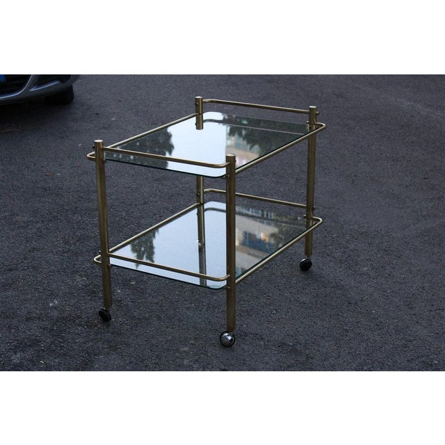 Asymmetric Bar Trolley in Solid Brass, 1970s For Sale - Image 3 of 13