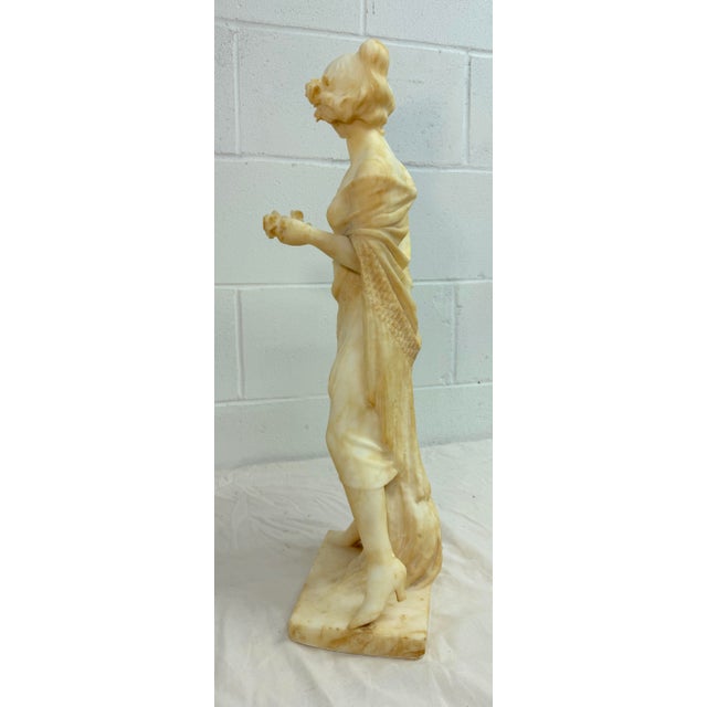 Large Antique Hand Carved Alabaster Stone Lady Woman Sculpture Statue Art Marble For Sale - Image 13 of 16