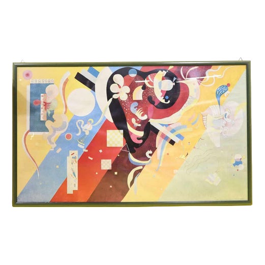Kandinsky Composition IX Abstract Multicolored Poster in Green Frame For Sale