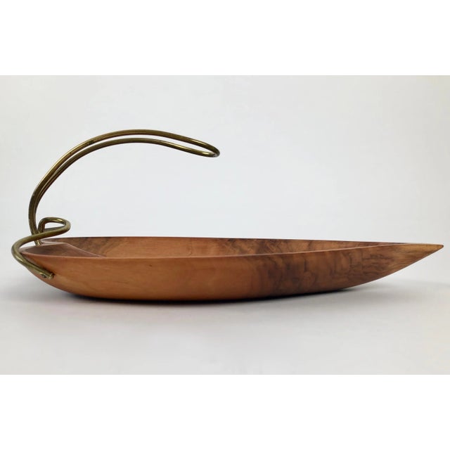 Mid-Century Walnut Bowl in Shape of a Leaf, Austrian, 1950s For Sale - Image 3 of 8