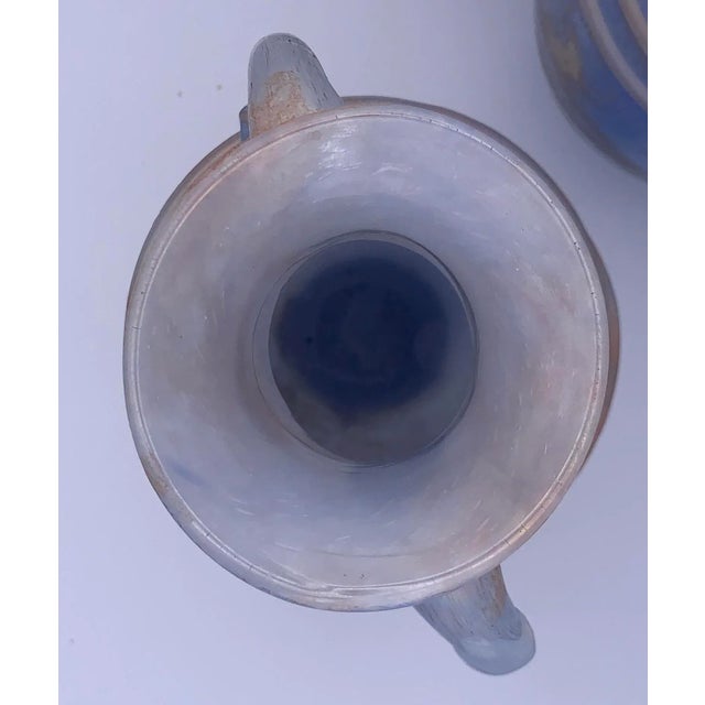 Pair of Mid-Century Murano Blue Scavo Glass Amphora Vases. For Sale - Image 10 of 13
