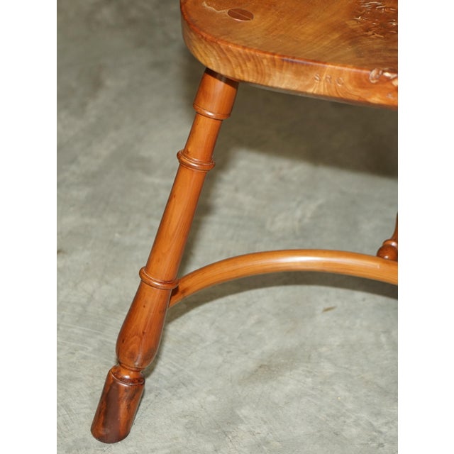 Burr Yew Wood Tripod Stool with Timber Grain For Sale - Image 13 of 18