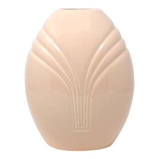 1980's Peach Art Deco Ceramic Vase For Sale