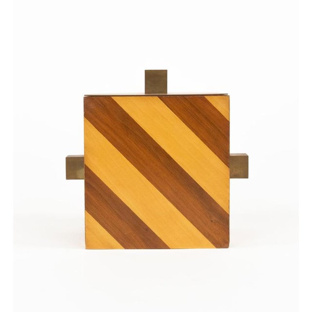 1960s Mid-Century Ice Bucket in Wood and Brass attributed to Tommaso Barbi, Italy, 1960s For Sale - Image 5 of 17