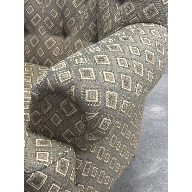 Highland House Tufted Upholstered Chair With Ottoman For Sale - Image 9 of 10