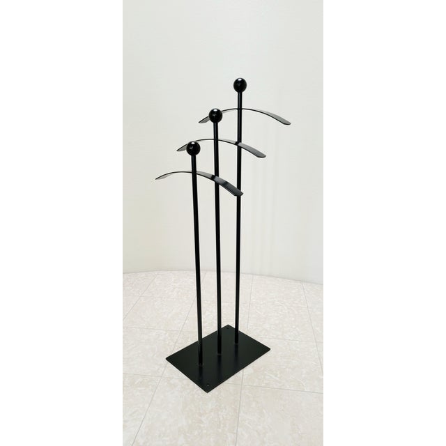 Vintage Post-Modern 80s/90s Valet Garment Rack Black Iron For Sale In San Francisco - Image 6 of 9
