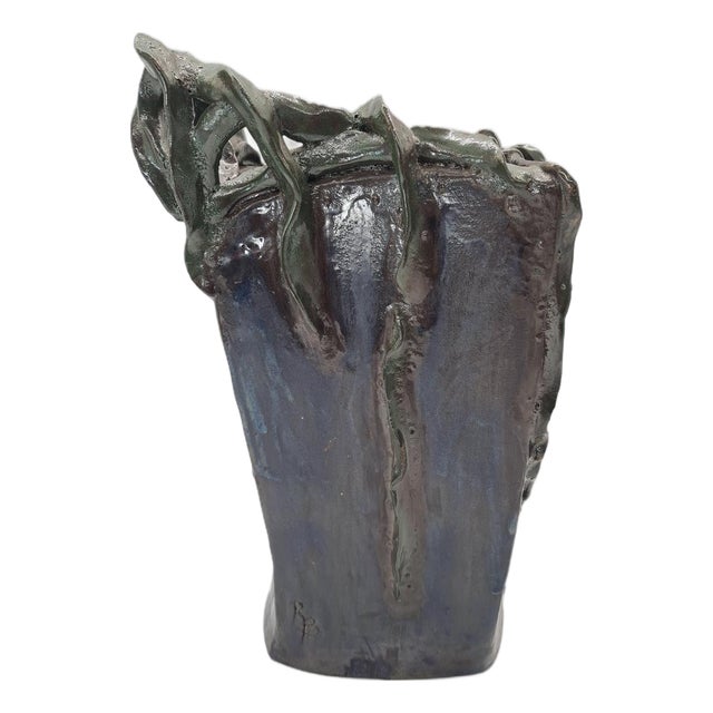 Sculptural Art Ceramic Vase by RB, 1970s For Sale