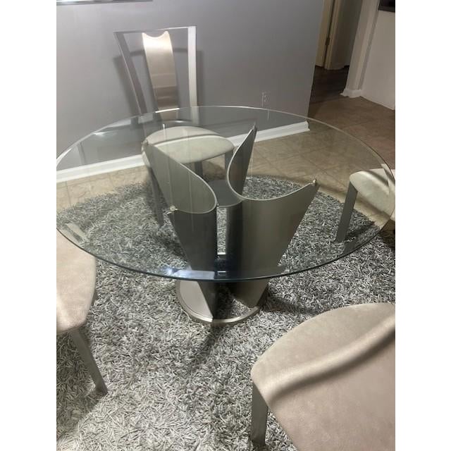 1980s Vintage Italian Cassoni Vele Style Sculptural Steel Butterfly Table With Glass Top, Circa 1980's For Sale - Image 5 of 5