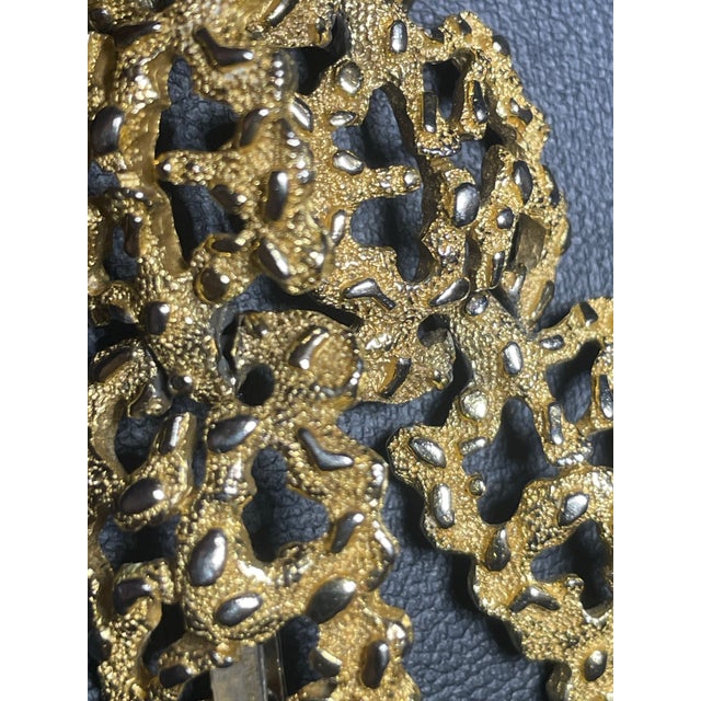 1960s MCM Jewelry Signed Crown Trifari Volcanic-Textured Gold-Tone Heavy Link Bracelet For Sale - Image 5 of 7