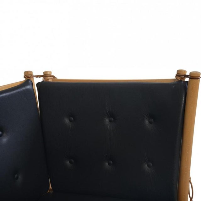 Spoke Back Sofa in Black Leather by Børge Mogensen, 1970s For Sale - Image 6 of 18