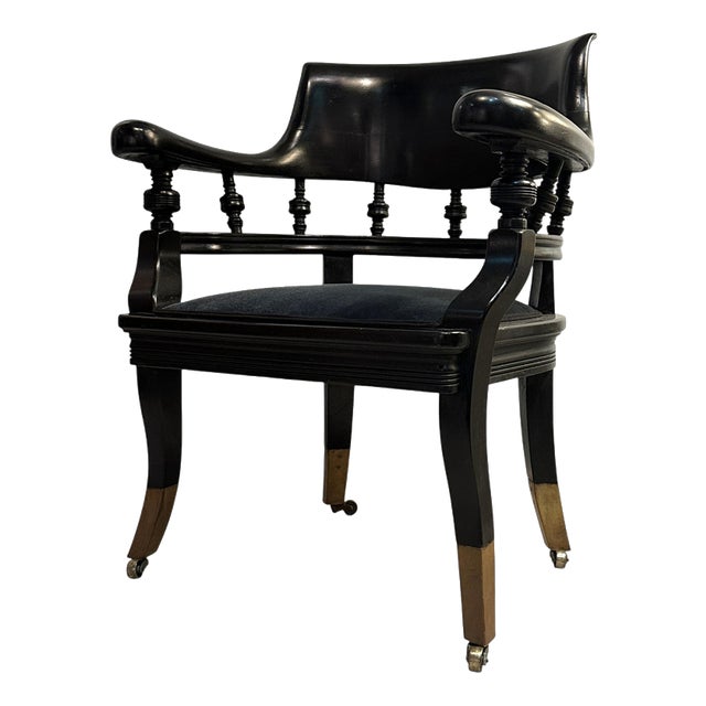 Ebonized Desk Chair attributed to Portier & Stymus, 1890 For Sale