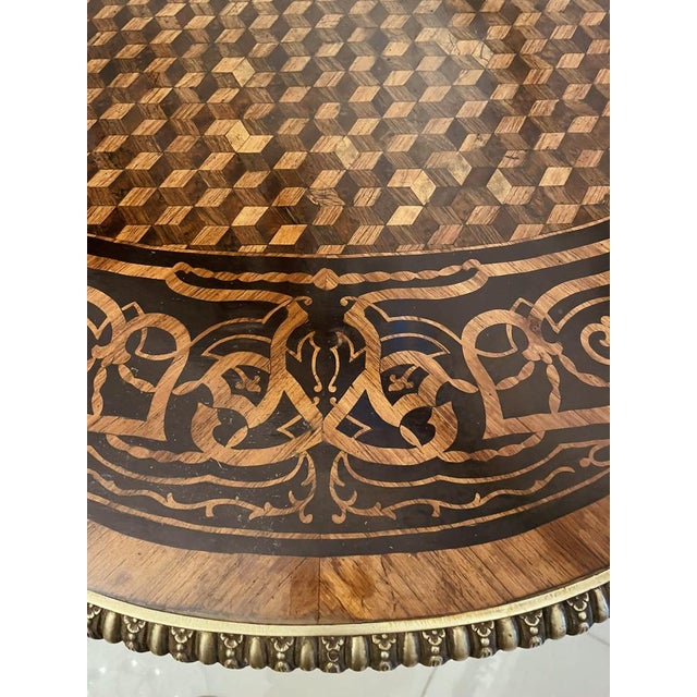 Victorian French Freestanding Marquetry and Parquetry Centre Table, 1860s For Sale - Image 4 of 18